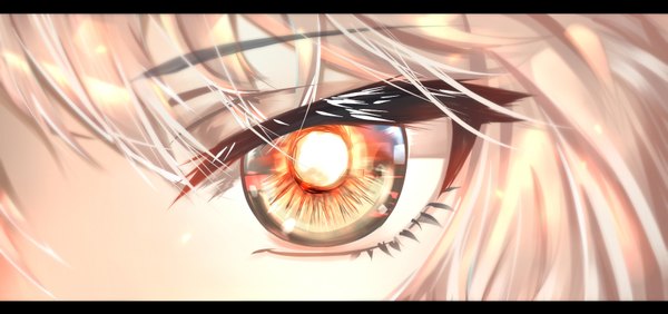 Anime picture 1700x800 with arknights talulah (arknights) sytoc single looking at viewer fringe blonde hair hair between eyes wide image yellow eyes letterboxed close-up derivative work girl eye