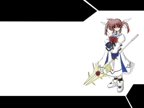 Anime picture 1600x1200 with mahou shoujo lyrical nanoha takamachi nanoha white background girl tagme
