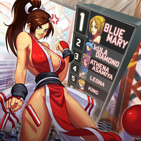Anime picture 1100x1100 with the king of fighters snk shiranui mai kula diamond asamiya athena leona heidern blue mary king (king of fighters) brolo long hair short hair breasts blue eyes light erotic blonde hair brown hair large breasts multiple girls brown eyes blue hair
