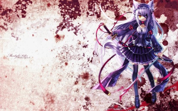 Anime picture 1920x1200 with capura lin highres wide image animal ears thighhighs sword
