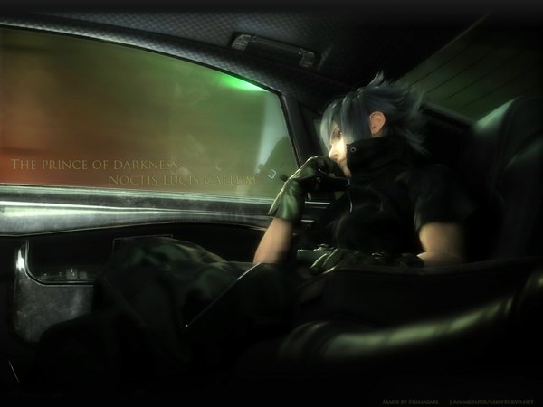Anime picture 1024x768 with final fantasy final fantasy versus xiii square enix noctis lucis caelum short hair sitting boy gloves
