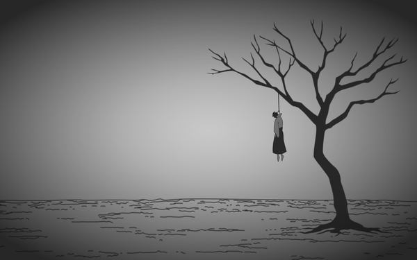 Anime picture 1600x1000 with sayonara zetsubou sensei shaft (studio) itoshiki nozomu single wide image monochrome bare tree suicide boy plant (plants) tree (trees)