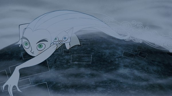 Anime picture 1920x1080 with the secret of kells aisling (the secret of kells) long hair highres wide image green eyes looking away eyebrows white skin fog