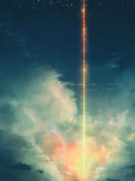 Anime picture 1536x2048 with original sylar113 tall image cloud (clouds) outdoors sunlight night night sky light no people star (stars)