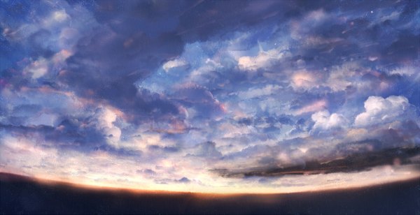 Anime picture 1925x991 with original bounin highres wide image sky cloud (clouds) horizon no people landscape