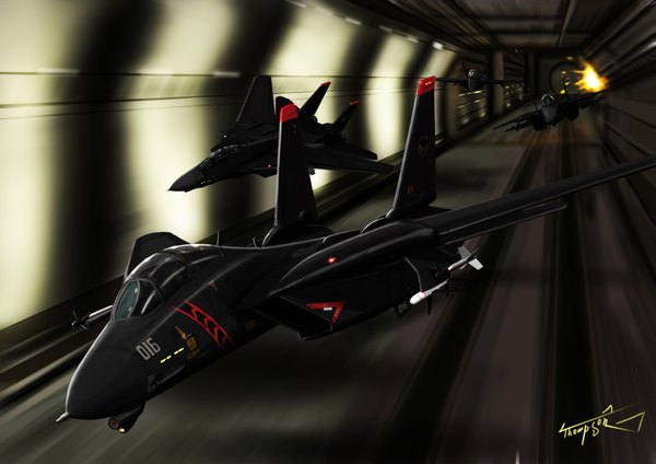 Anime-Bild 3508x2480 mit ace combat thompson highres signed absurdres flying weapon airplane jet