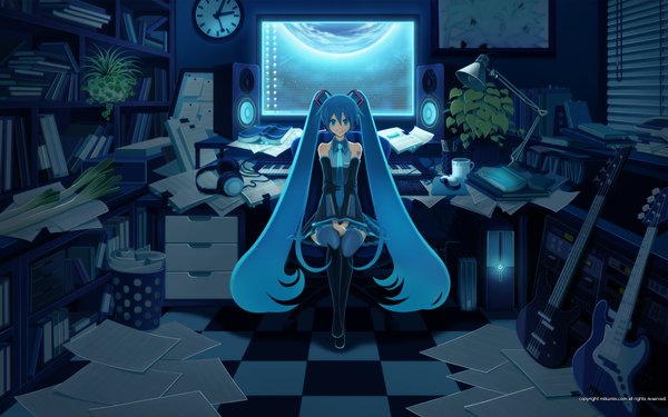 Anime picture 1920x1200 with vocaloid hatsune miku inago highres wide image wallpaper girl thighhighs