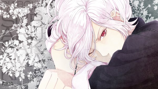 Anime picture 1920x1080 with diabolik lovers idea factory sakamaki subaru single looking at viewer highres short hair red eyes wide image white hair one eye closed wink boy headphones suit