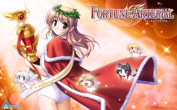 Anime picture 1920x1200 with fortune arterial august soft sendou erika tougi shiro yuuki haruna kuze kiriha yuuki kanade bekkankou highres wide image wallpaper chibi swimsuit