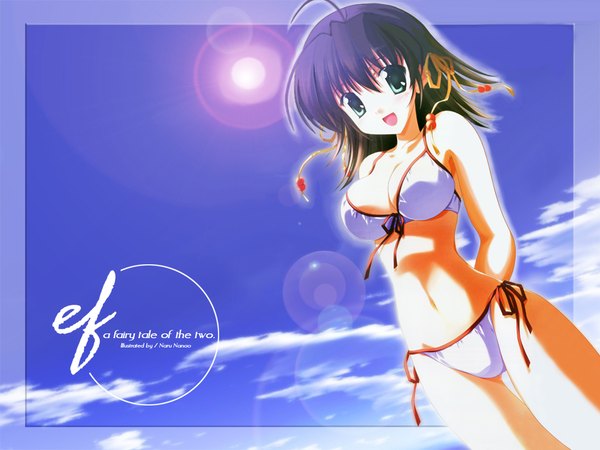 Anime picture 1024x768 with ef shaft (studio) miyamura miyako light erotic swimsuit bikini