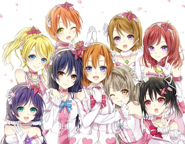 Anime picture 2180x1700 with love live! school idol project sunrise (studio) love live! nishikino maki yazawa nico toujou nozomi minami kotori ayase eli sonoda umi kousaka honoka hoshizora rin koizumi hanayo cenruier long hair looking at viewer blush fringe highres short hair open mouth