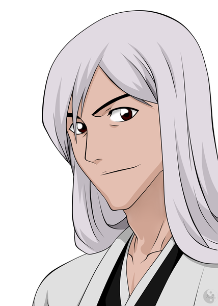 Anime picture 1785x2502 with bleach studio pierrot ukitake juushirou single long hair tall image highres brown eyes light smile grey hair transparent background shinigami gotei boy