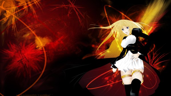 Anime picture 1920x1080 with sekirei tsukiumi single long hair highres open mouth blue eyes blonde hair wide image girl
