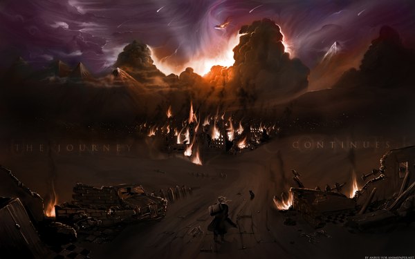 Anime picture 1920x1200 with fullmetal alchemist studio bones edward elric highres wide image cloud (clouds) dark background fire