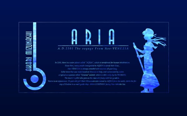 Anime picture 1680x1050 with aria mizunashi akari wide image blue background silhouette