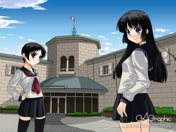 Anime picture 1280x960 with gagraphic wallpaper girl uniform school uniform serafuku minazuki futago