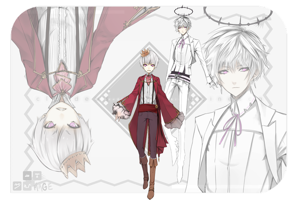 Anime picture 1280x860 with original mins (minevi) looking at viewer fringe short hair white background purple eyes silver hair long sleeves pink eyes grey background multiple boys sad boy earrings shirt belt cape 2 boys pants