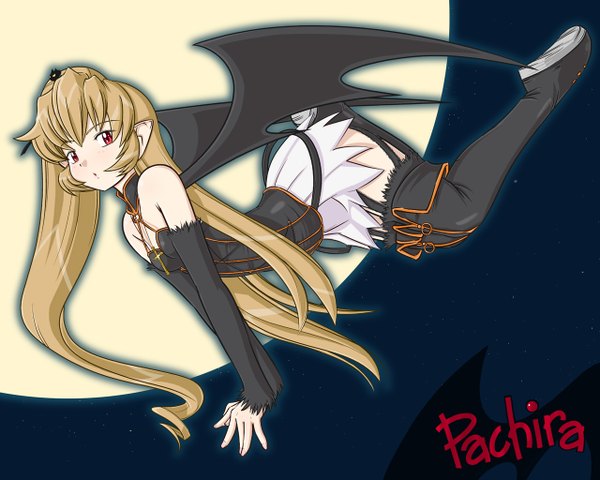 Anime picture 1280x1024 with renkin san-kyuu magical pokaan pachira vampire thighhighs wings