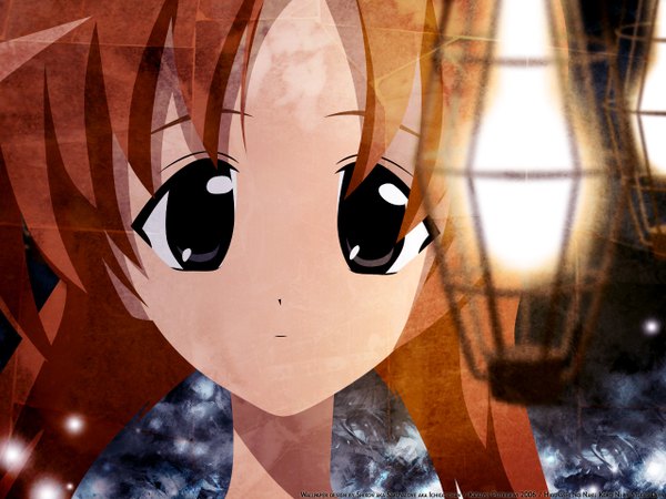 Anime picture 1280x960 with higurashi no naku koro ni studio deen ryuuguu rena single looking at viewer short hair brown hair black eyes light close-up face girl lantern