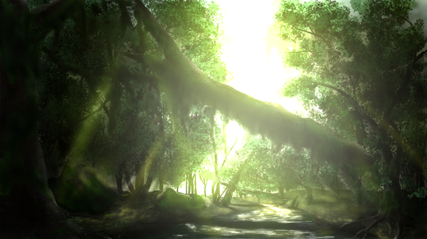 Anime picture 1920x1080 with original tsuruzen highres wide image no people landscape nature plant (plants) tree (trees) forest