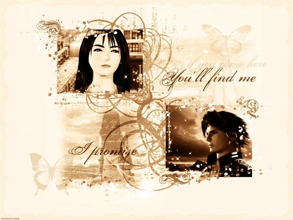 Anime picture 1024x768 with final fantasy final fantasy viii square enix squall leonhart rinoa heartilly