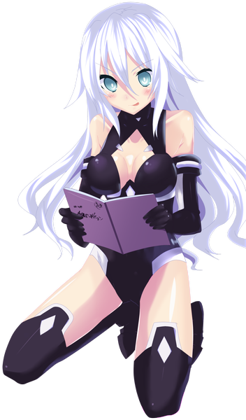 Anime picture 2000x3409 with choujigen game neptune black heart tempestdh single long hair tall image blush highres light erotic smile white hair aqua eyes coloring transparent background girl gloves elbow gloves tongue book (books)