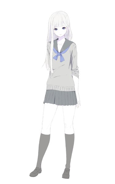 Anime picture 750x1200 with original natuich single long hair tall image looking at viewer fringe blue eyes simple background blonde hair standing white background pleated skirt zettai ryouiki arm behind back twisty sleeves girl skirt uniform socks
