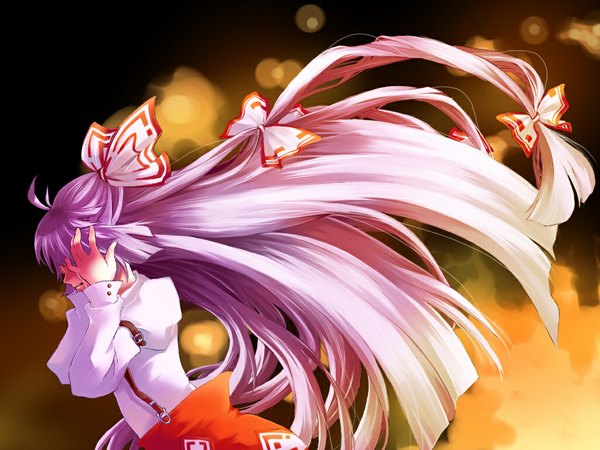 Anime picture 1024x768 with touhou fujiwara no mokou crying girl fire