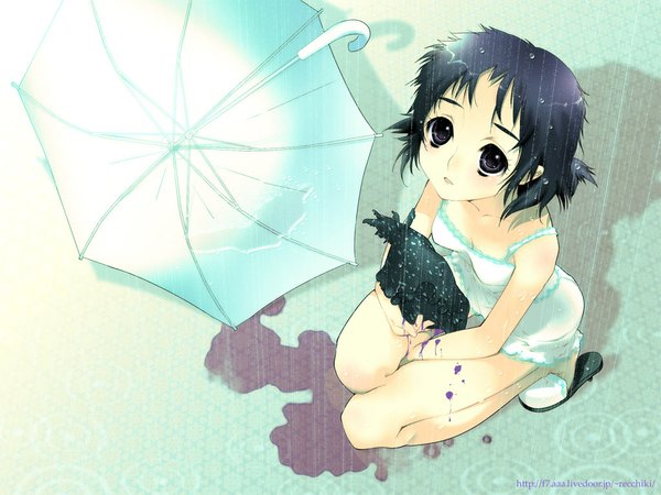 Anime picture 1024x768 with original 888 single wallpaper rain umbrella