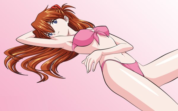 Anime picture 2560x1600 with neon genesis evangelion gainax soryu asuka langley highres light erotic wide image swimsuit