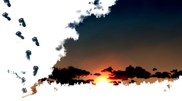 Anime picture 2094x1170 with original kibunya 39 highres wide image sky cloud (clouds) evening sunset no people landscape