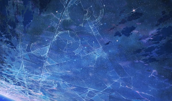 Anime picture 2829x1667 with original cola (pixiv) highres wide image sky cloud (clouds) scenic star (stars)