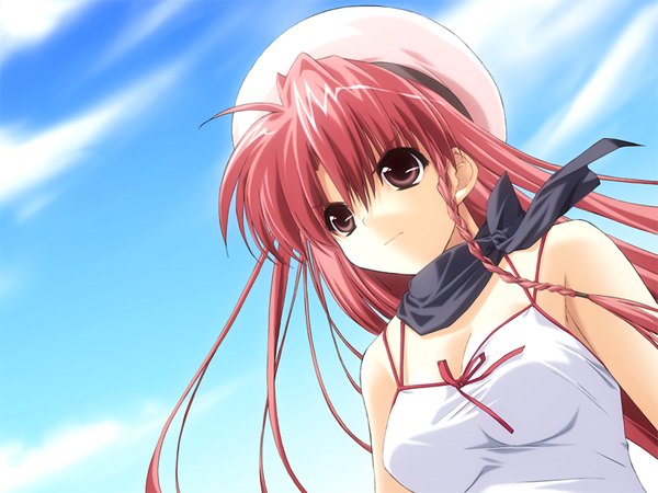 Anime picture 1200x900 with boy meets girl (game) brown eyes game cg red hair girl