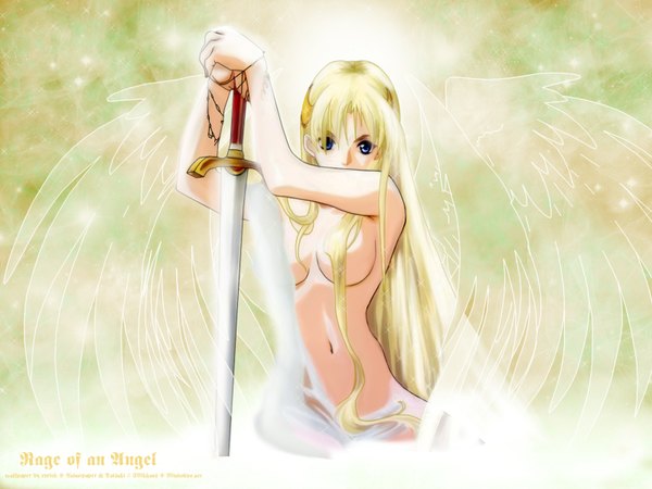 Anime picture 1600x1200 with words worth light erotic wings tagme