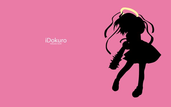 Anime picture 1920x1200 with bokusatsu tenshi dokuro-chan highres wide image pink background silhouette parody excalibolg