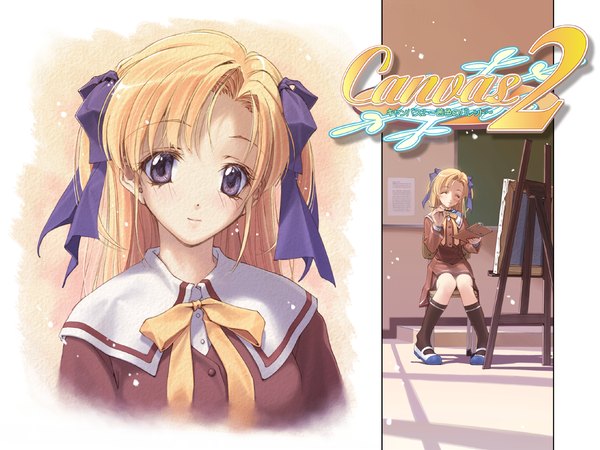 Anime picture 1280x960 with canvas 2 housen elis smile uniform school uniform