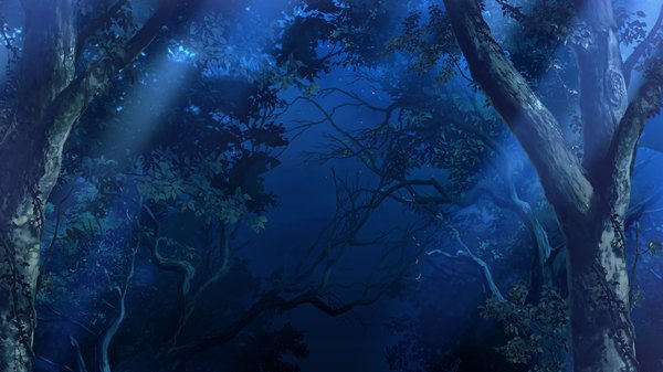 Anime picture 1280x720 with grisaia no kajitsu wide image game cg night landscape nature plant (plants) tree (trees)