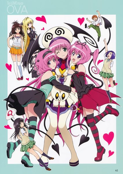 Anime picture 4761x6726 with toloveru toloveru darkness xebec konjiki no yami momo velia deviluke lala satalin deviluke yuuki mikan kotegawa yui nana asta deviluke long hair tall image blush highres short hair open mouth blue eyes black hair blonde hair smile red eyes