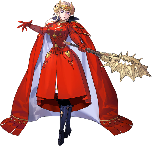 Anime picture 3200x3073 with fire emblem fire emblem: three houses nintendo edelgard von hresvelg kurahana chinatsu single looking at viewer highres short hair standing purple eyes holding absurdres silver hair full body horn (horns) transparent background girl dress weapon
