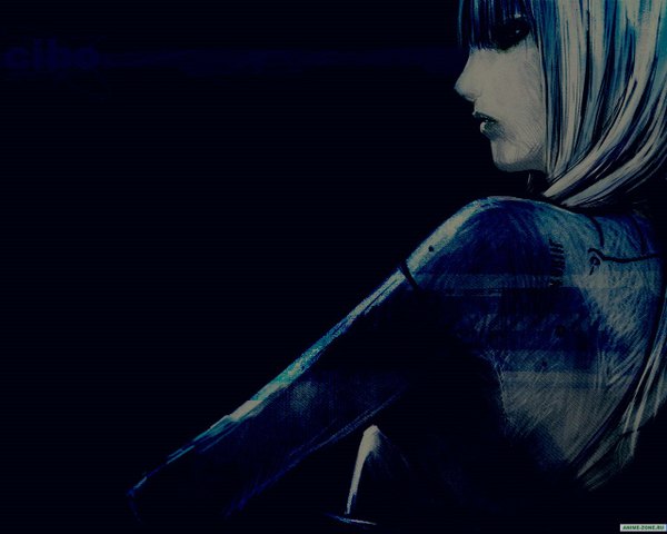 Anime picture 1280x1024 with blame! cibo single fringe simple background white hair profile girl