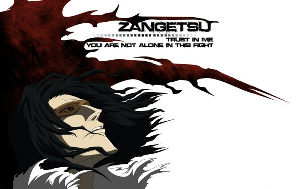 Anime picture 1280x800 with bleach studio pierrot zangetsu single short hair black hair wide image white background profile inscription looking up boy glasses