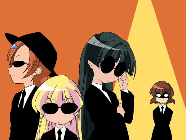Anime picture 1600x1200 with pani poni dash! rebecca miyamoto ichijou uehara miyako tachibana rei sunglasses