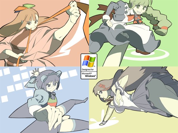 Anime picture 1400x1050 with os-tan windows (operating system) xp-tan (saseko) 2k-tan me-tan (emui-san) 95-tan light erotic