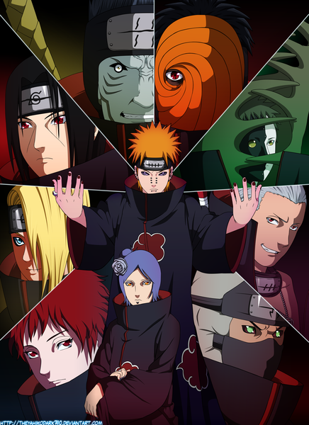 Anime picture 2989x4114 with naruto studio pierrot naruto (series) uchiha itachi uchiha obito tobi deidara sasori pain (naruto) konan hidan deva path hoshigaki kisame kakuzu zetsu iitheyahikodarkii tall image looking at viewer highres short hair