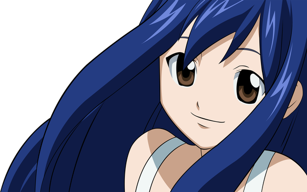 Anime picture 2560x1600 with fairy tail wendy marvell zagtul single long hair highres smile wide image white background brown eyes blue hair vector girl