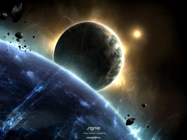 Anime picture 1280x960 with original keepwalking07 inscription light no people space star (stars) planet