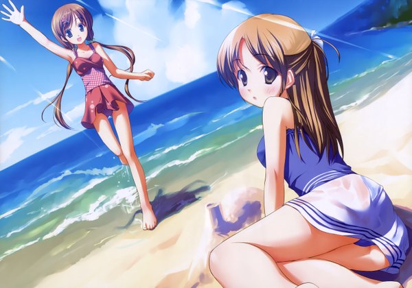 Anime picture 5757x4038 with takoyaki (roast) highres scan beach summer swimsuit transparent clothing