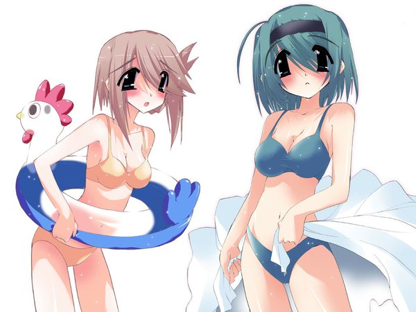 Anime picture 1024x768 with to heart 2 leaf (studio) komaki manaka yoshioka chie swimsuit bikini swim ring