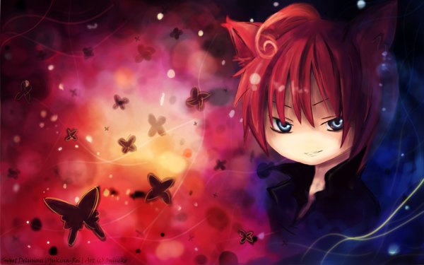 Anime picture 1920x1200 with original onineko highres wide image animal ears pink hair girl insect butterfly