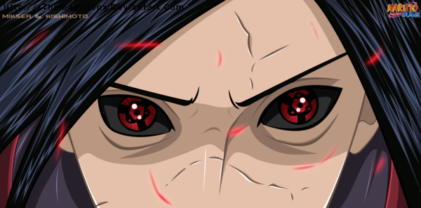 Anime picture 1652x816 with naruto studio pierrot naruto (series) uchiha madara gold-mk single short hair black hair red eyes wide image inscription coloring close-up face akatsuki sharingan boy